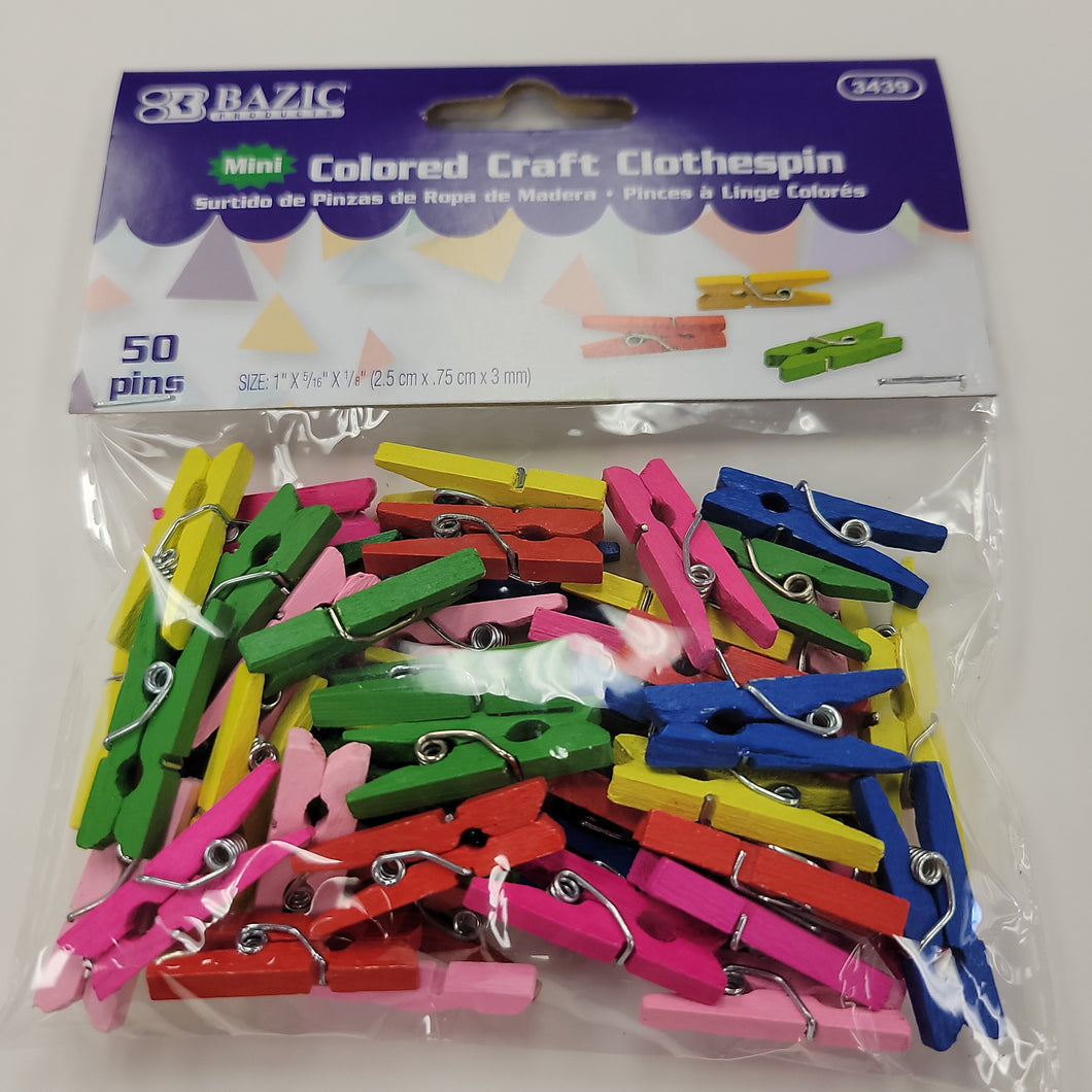 Colored craft clothespins-50 pack
